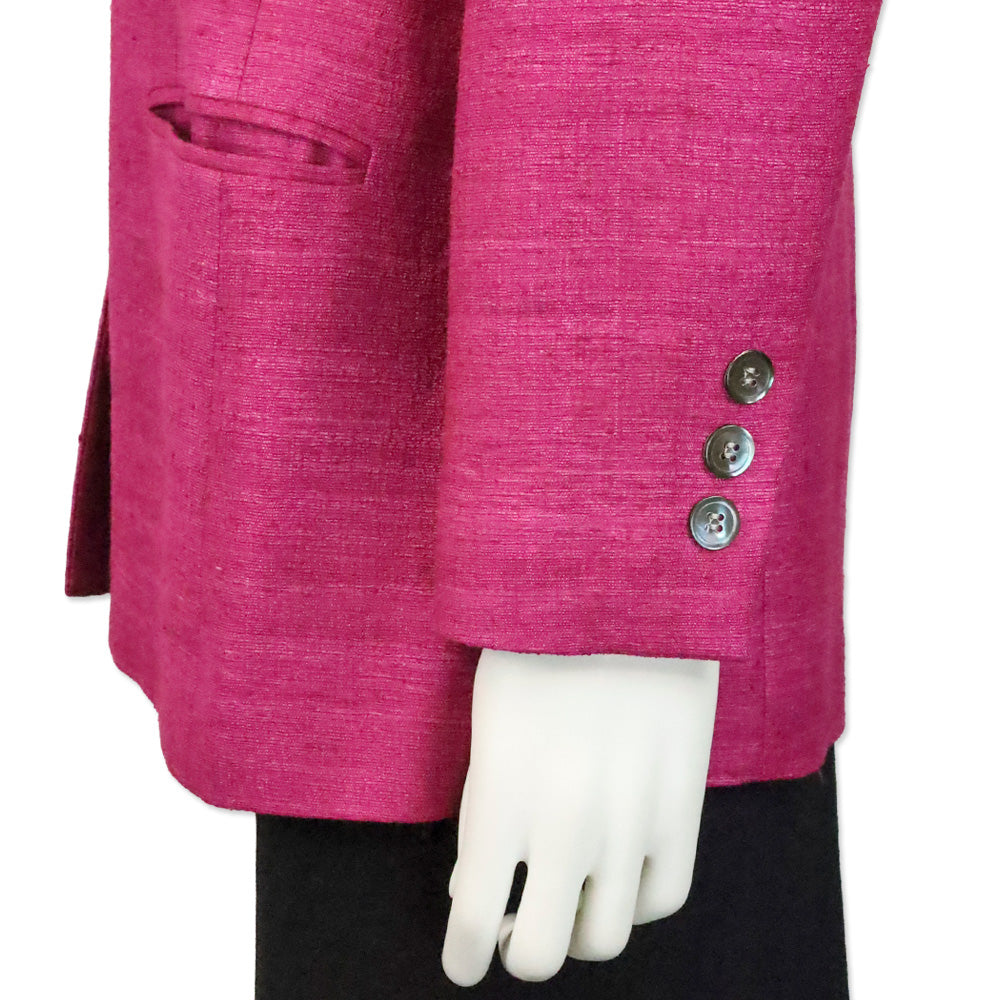 Burberry Fuchsia Purple Silk 3-Button Blazer