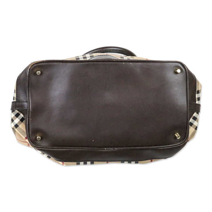 Burberry Golderton Haymarket Check Brown Leather Tote