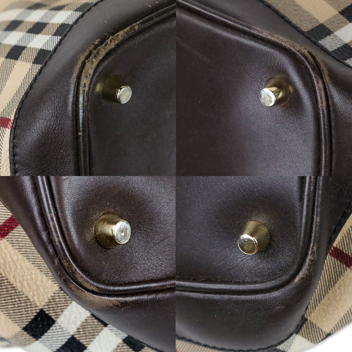 Burberry Golderton Haymarket Check Brown Leather Tote