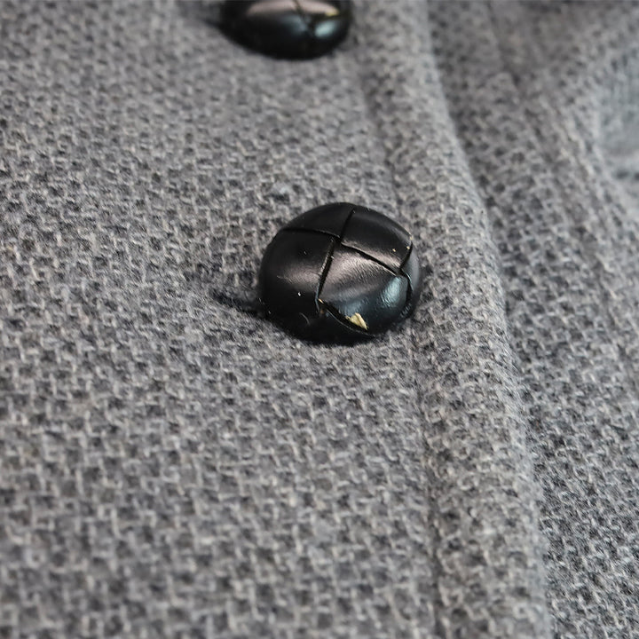 Burberry Grey Wool Mesh Knit Double-Breasted Peacoat