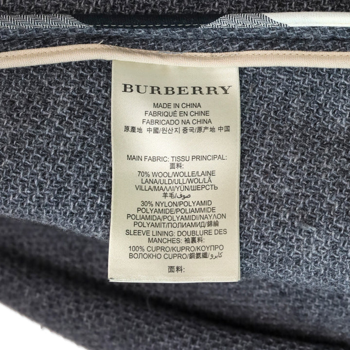 Burberry Grey Wool Mesh Knit Double-Breasted Peacoat