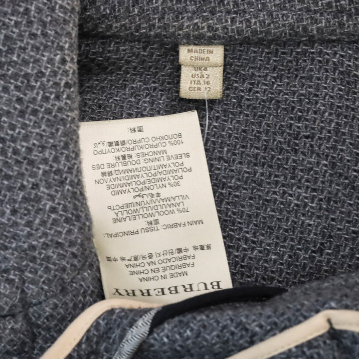 Burberry Grey Wool Mesh Knit Double-Breasted Peacoat