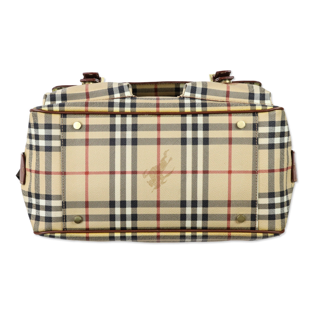 Burberry Haymarket Check Coated Canvas/Brown Leather Messenger Bag