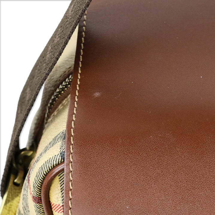 Burberry Haymarket Check Coated Canvas/Brown Leather Messenger Bag