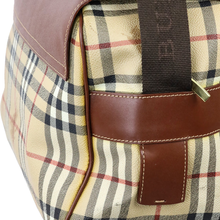 Burberry Haymarket Check Coated Canvas/Brown Leather Messenger Bag