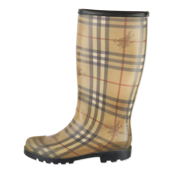Burberry Haymarket Check Rubber Calf Rain Boots