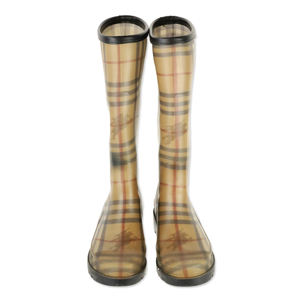 Burberry Haymarket Check Rubber Calf Rain Boots