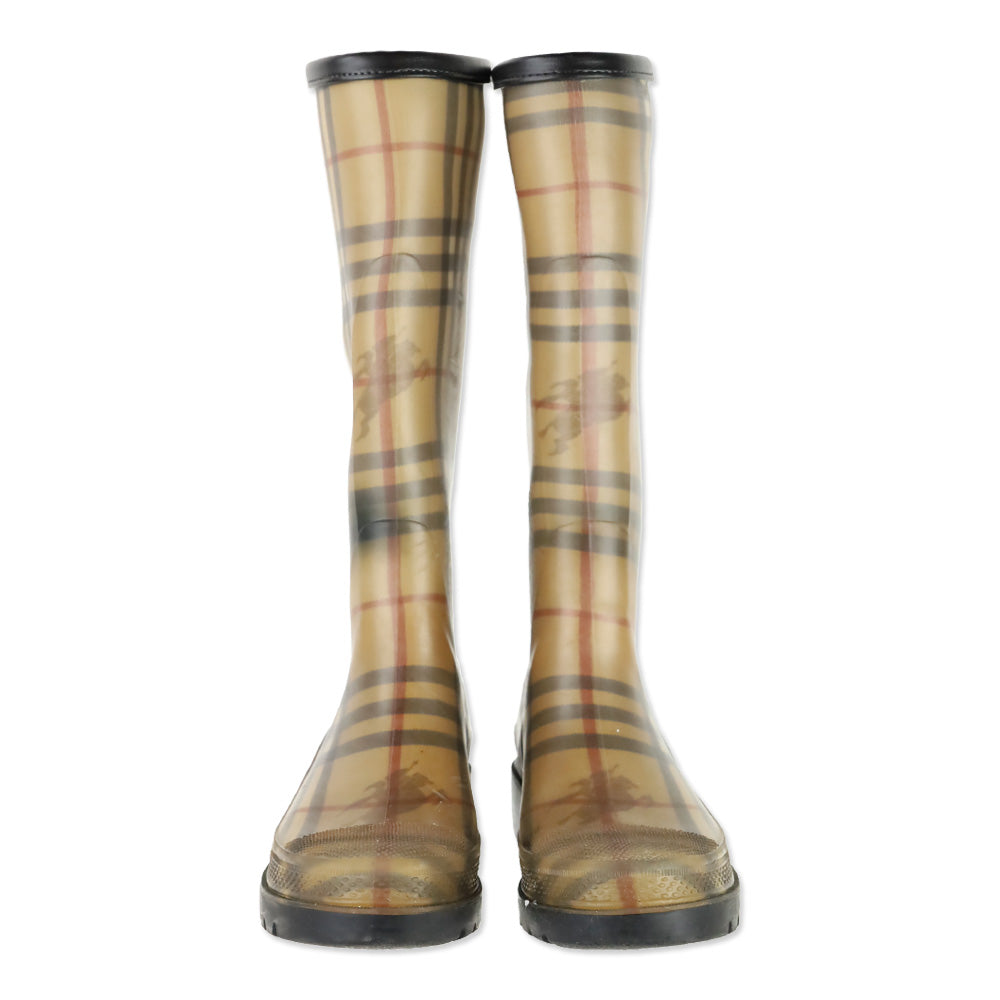 Burberry Haymarket Check Rubber Calf Rain Boots