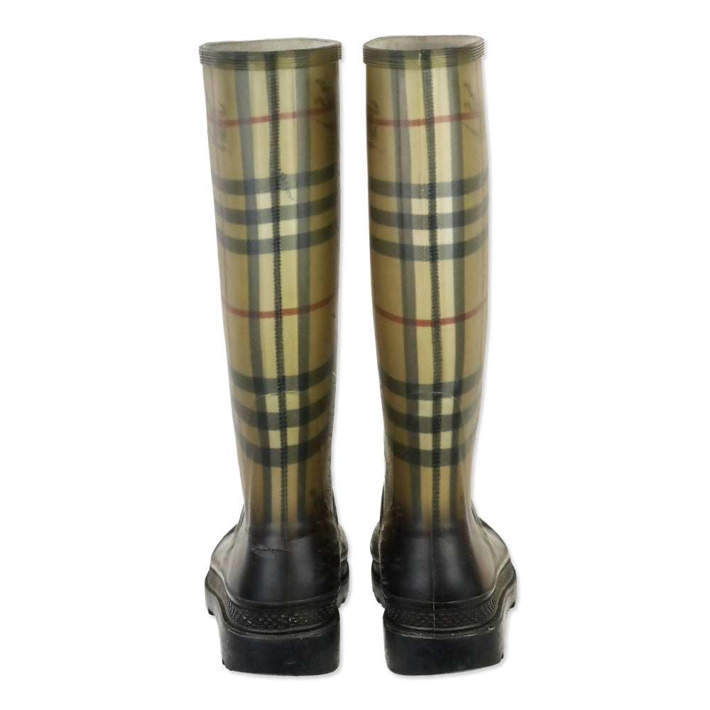 Burberry Haymarket Check Rubber Rain Boots