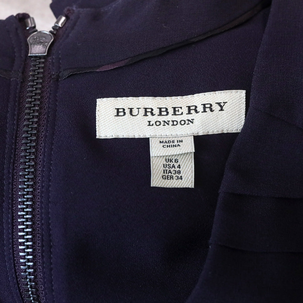 Burberry Helina Plum Purple Pleated Short Sleeve Dress