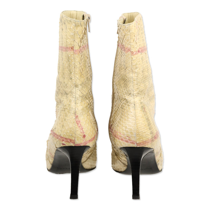 Burberry House Check Snakeskin Pointed Toe Boots