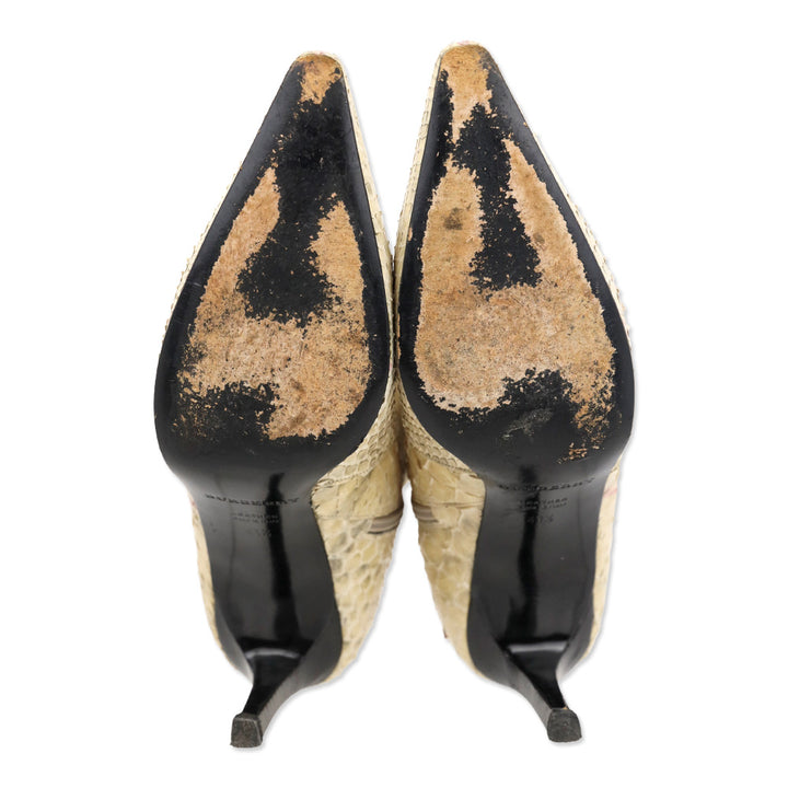 Burberry House Check Snakeskin Pointed Toe Boots