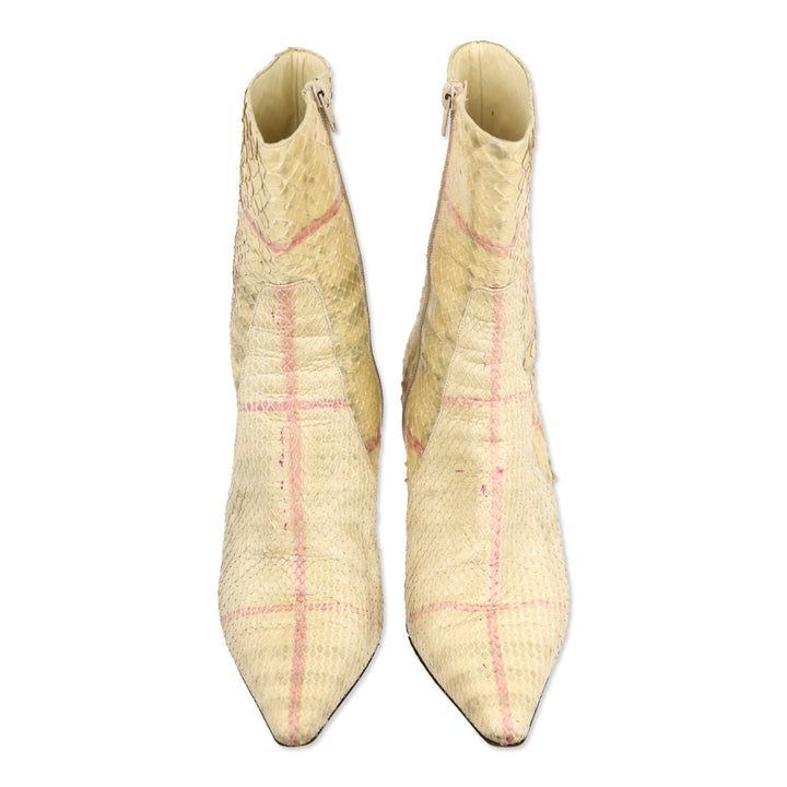 Burberry House Check Snakeskin Pointed Toe Boots
