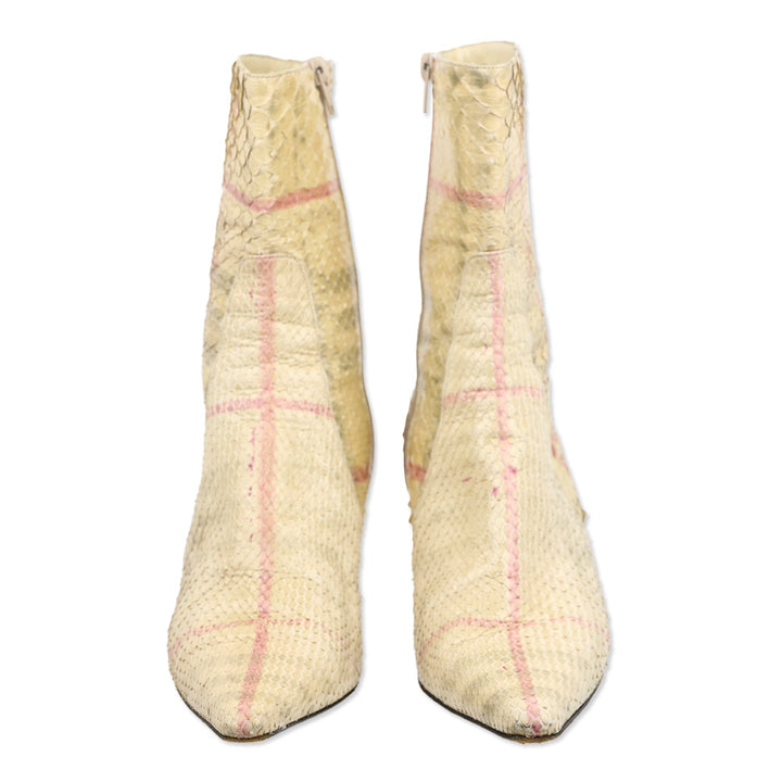 Burberry House Check Snakeskin Pointed Toe Boots