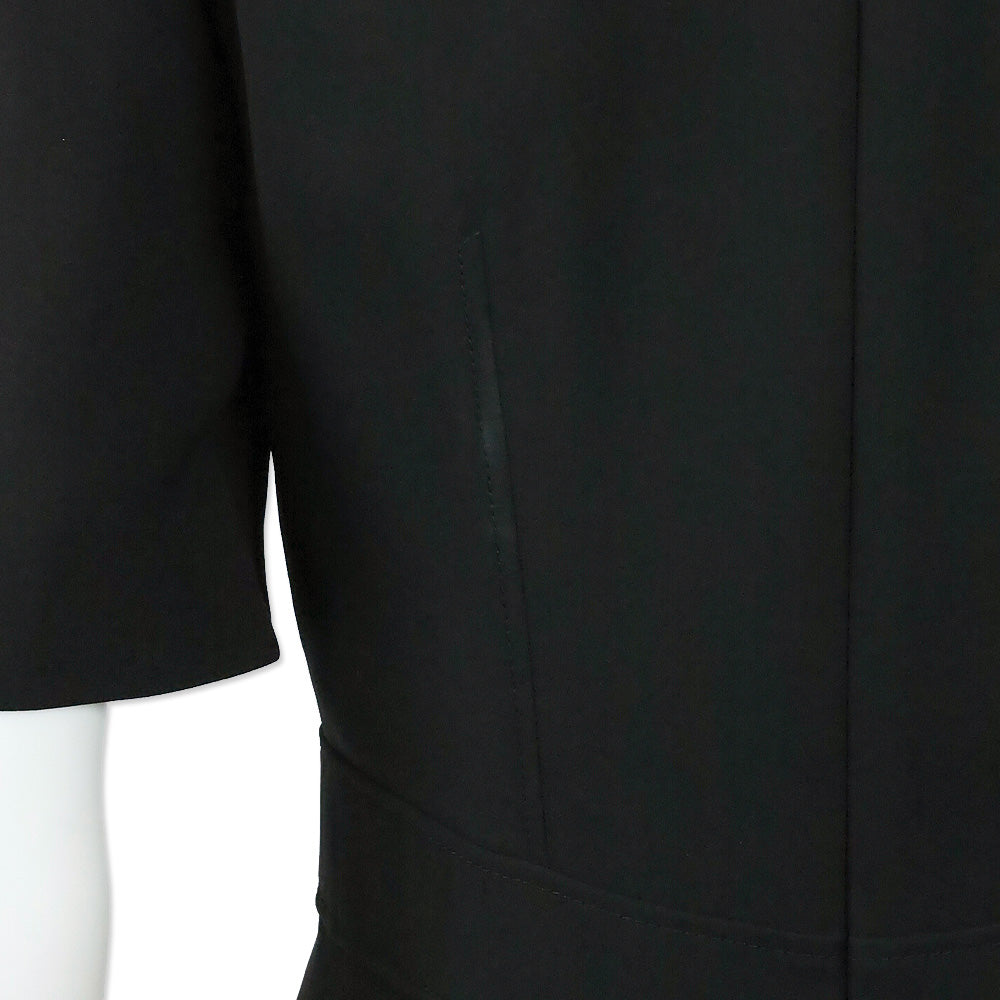 Burberry Kaly D-Ring Detail Black Silk Wool Short Sleeve Midi Dress