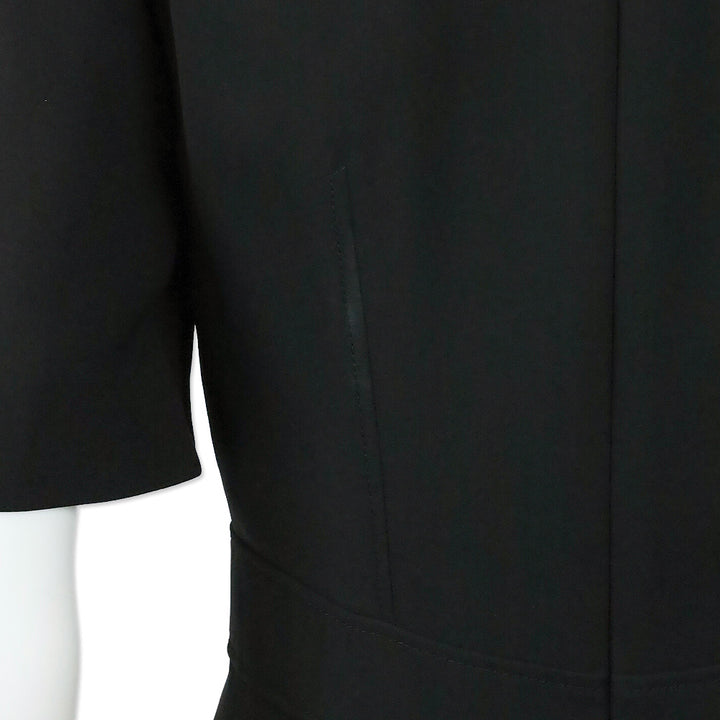 Burberry Kaly D-Ring Detail Black Silk Wool Short Sleeve Midi Dress