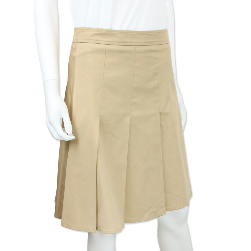 Burberry Khaki Pleated Mid Rise Midi Skirt
