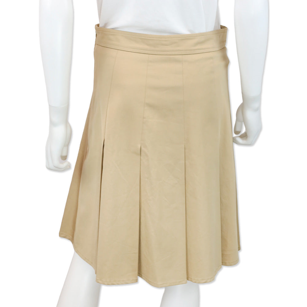 Burberry Khaki Pleated Mid Rise Midi Skirt