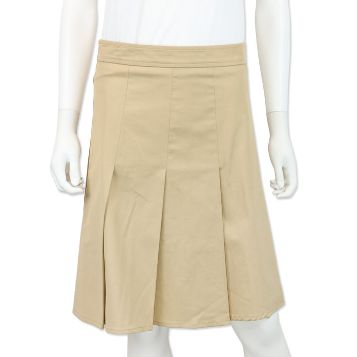 Burberry Khaki Pleated Mid Rise Midi Skirt