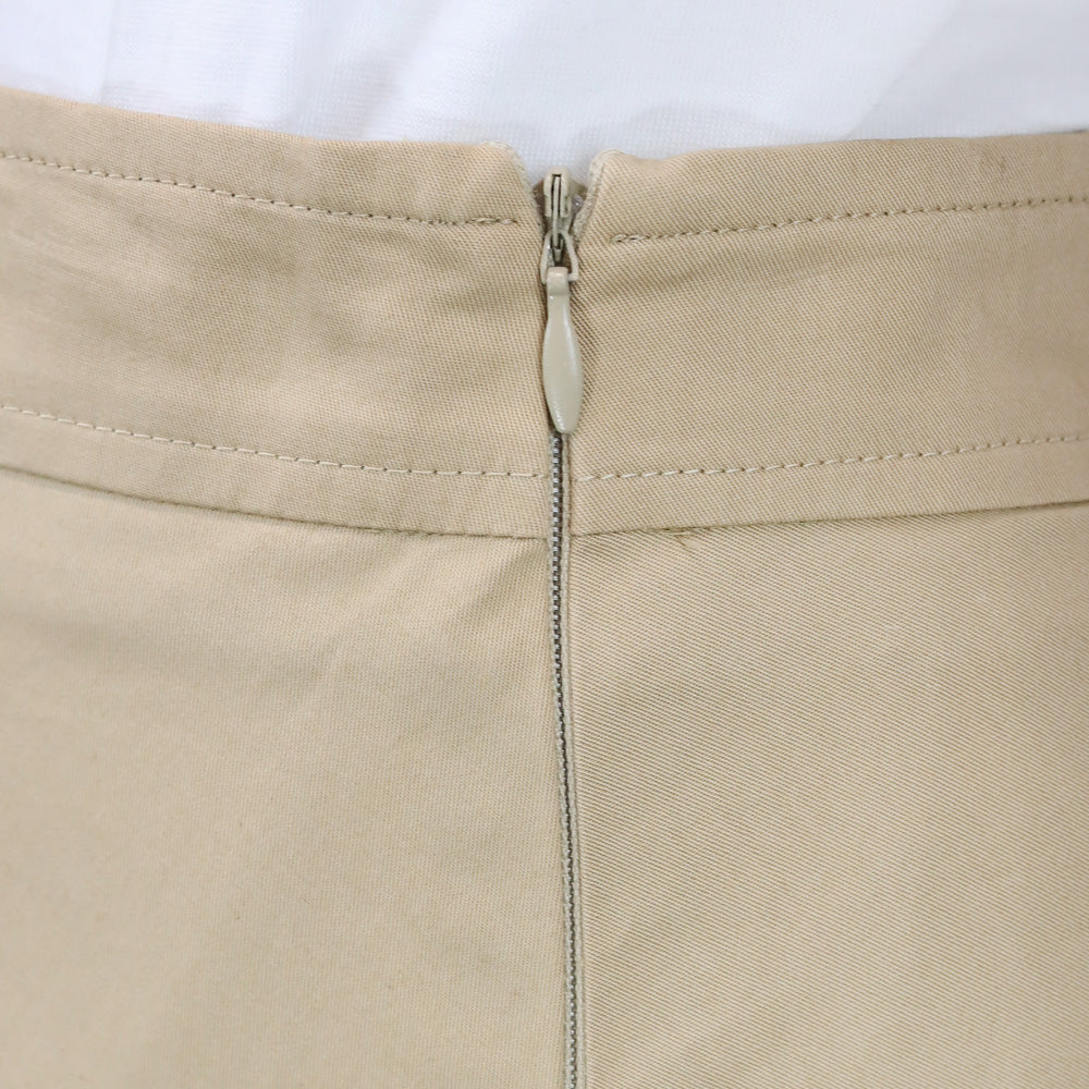 Burberry Khaki Pleated Mid Rise Midi Skirt