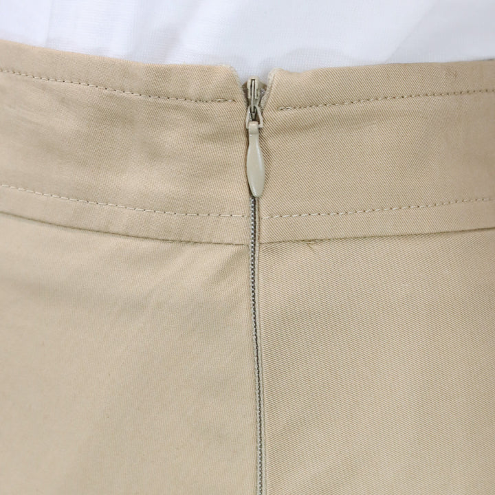 Burberry Khaki Pleated Mid Rise Midi Skirt