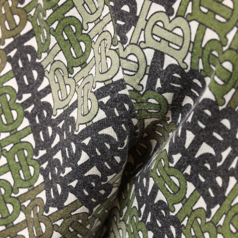 Burberry Khaki Thorney Monogram Print Tipped Merino Wool Short Sleeve Polo
