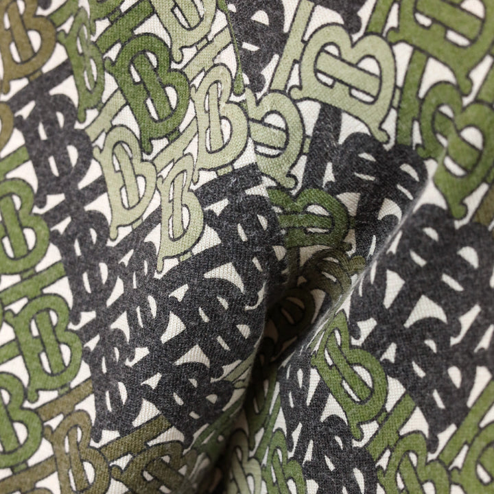 Burberry Khaki Thorney Monogram Print Tipped Merino Wool Short Sleeve Polo