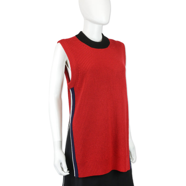 Burberry Knox Military Red Wool Cashmere Sleeveless Sweater