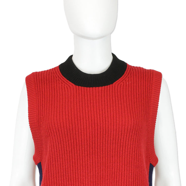 Burberry Knox Military Red Wool Cashmere Sleeveless Sweater