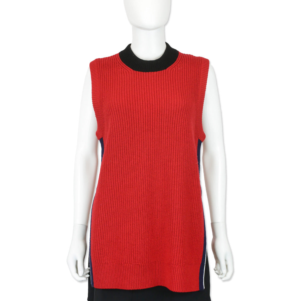 Burberry Knox Military Red Wool Cashmere Sleeveless Sweater