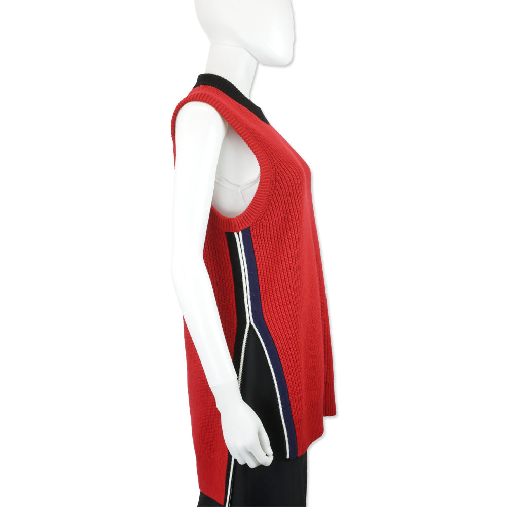 Burberry Knox Military Red Wool Cashmere Sleeveless Sweater