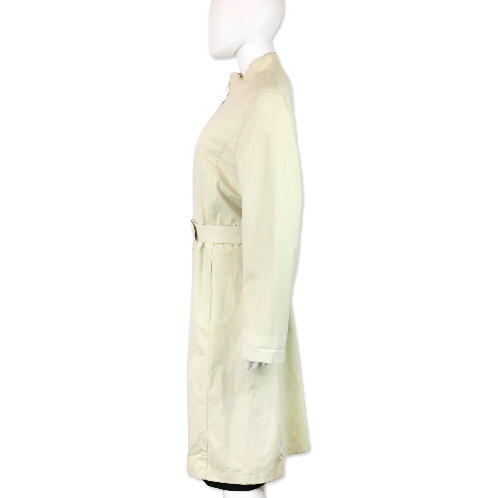 Burberry Light Beige Funnel Neck Belted Car Coat