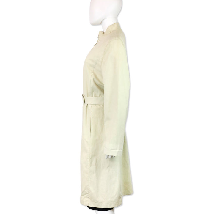 Burberry Light Beige Funnel Neck Belted Car Coat