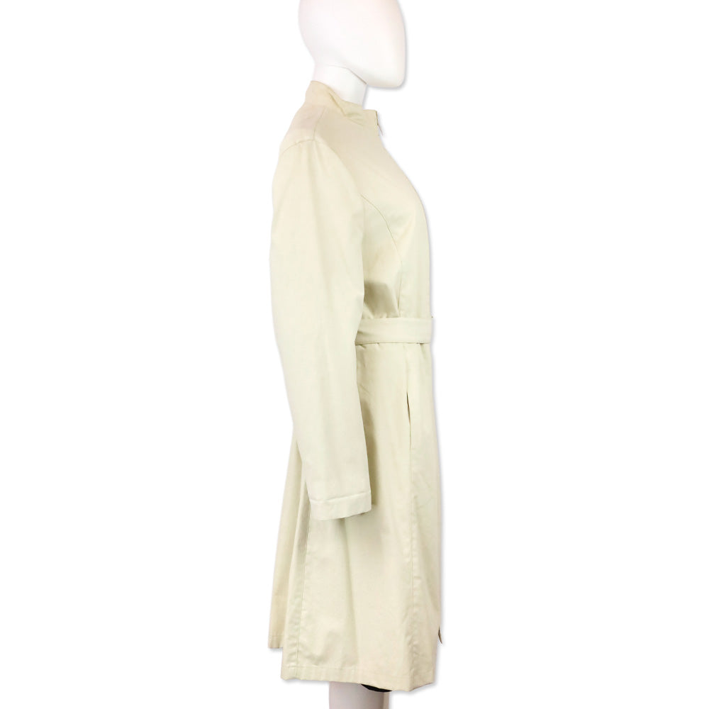 Burberry Light Beige Funnel Neck Belted Car Coat