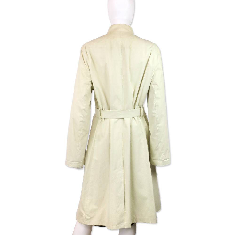 Burberry Light Beige Funnel Neck Belted Car Coat
