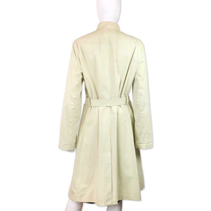 Burberry Light Beige Funnel Neck Belted Car Coat