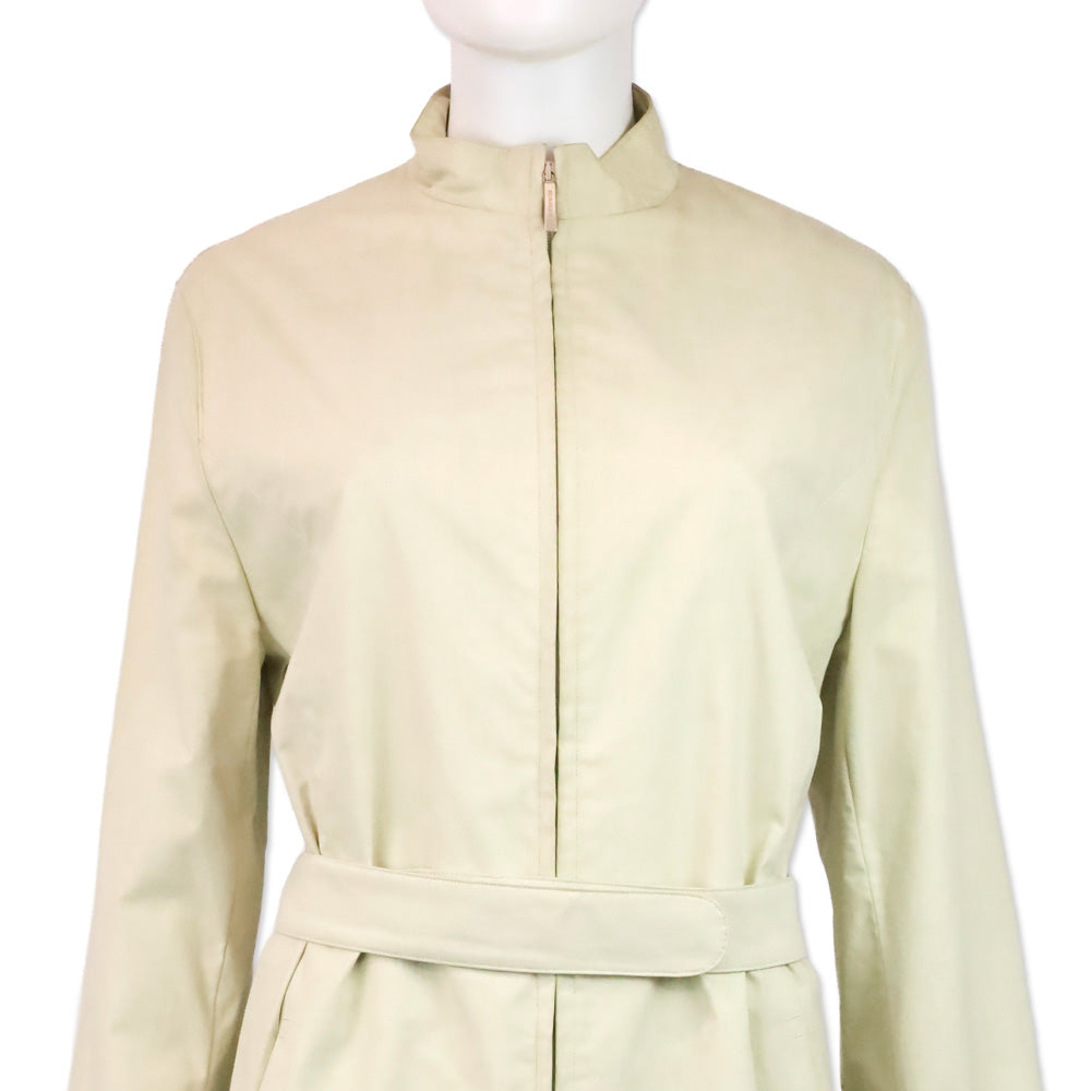 Burberry Light Beige Funnel Neck Belted Car Coat