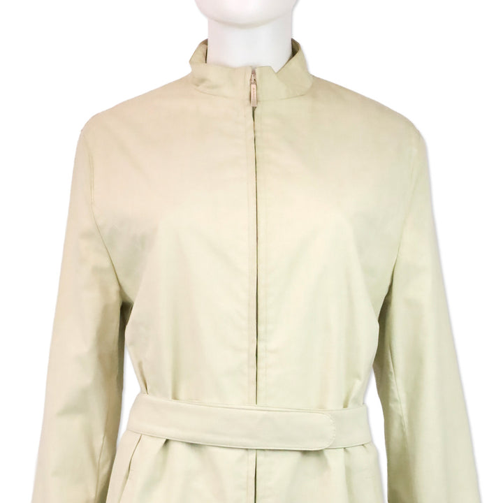 Burberry Light Beige Funnel Neck Belted Car Coat