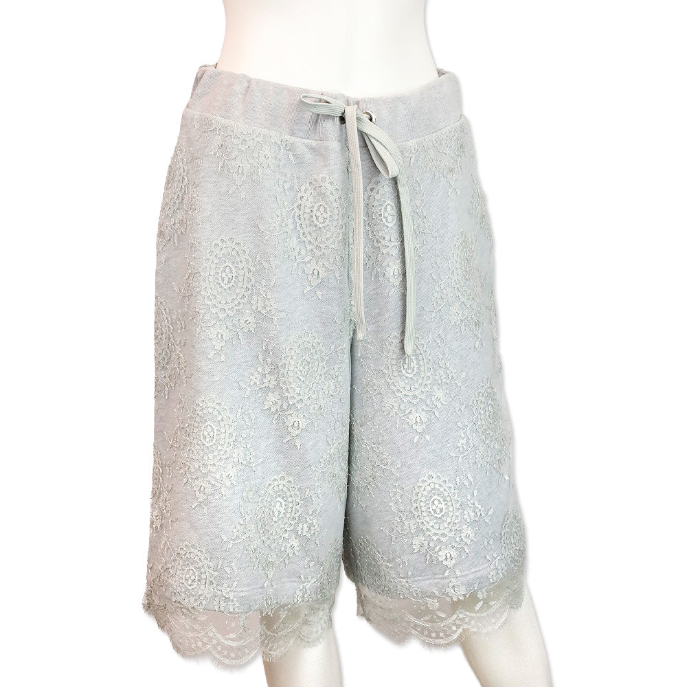 Burberry Light Pebble Grey Chantilly Lace Drawcoard Shorts
