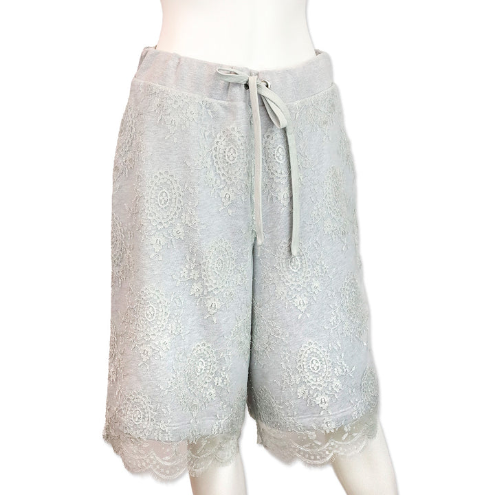Burberry Light Pebble Grey Chantilly Lace Drawcoard Shorts