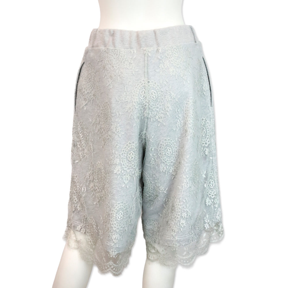 Burberry Light Pebble Grey Chantilly Lace Drawcoard Shorts