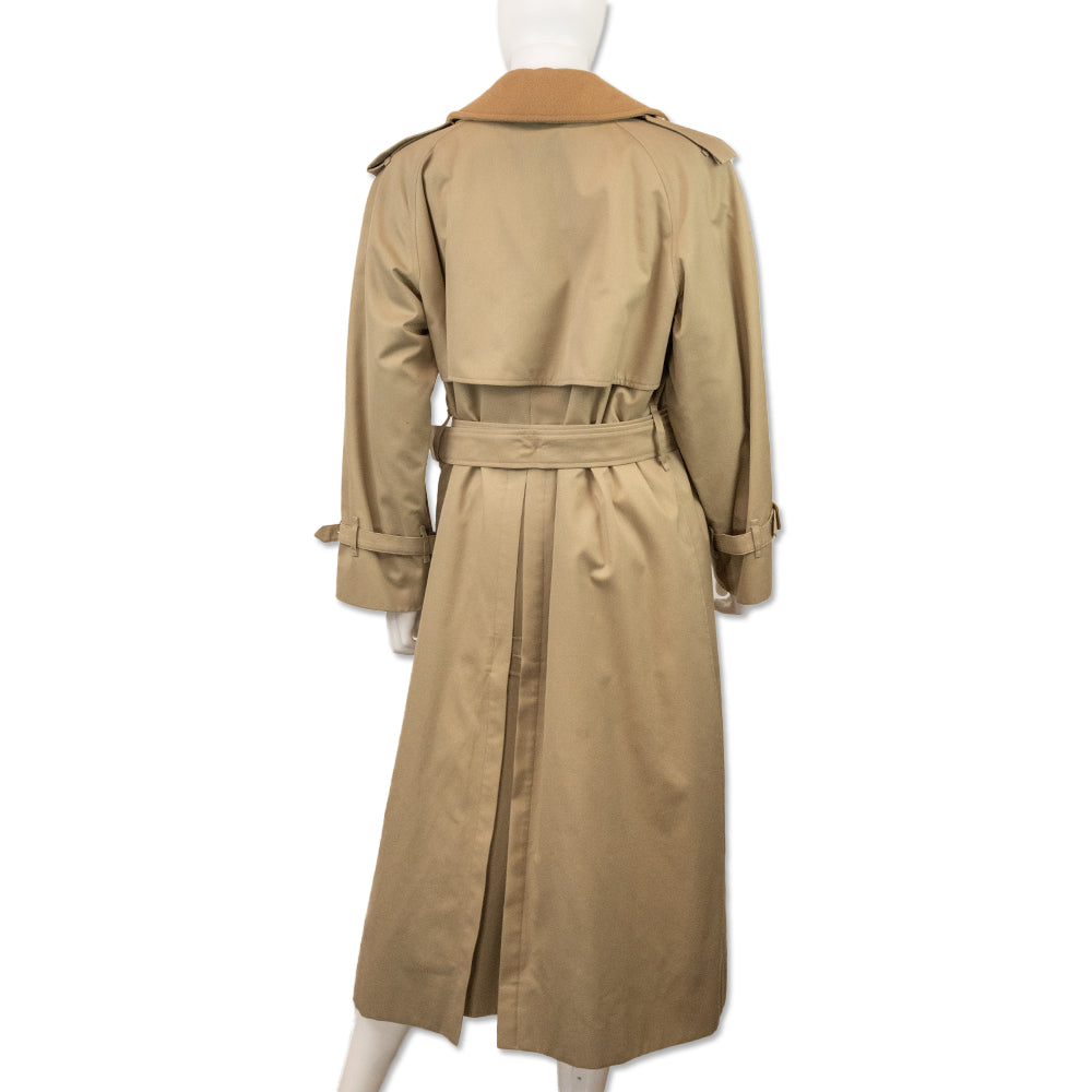 Burberry London Beige Double-Breasted Fleece-Lined Trench Coat