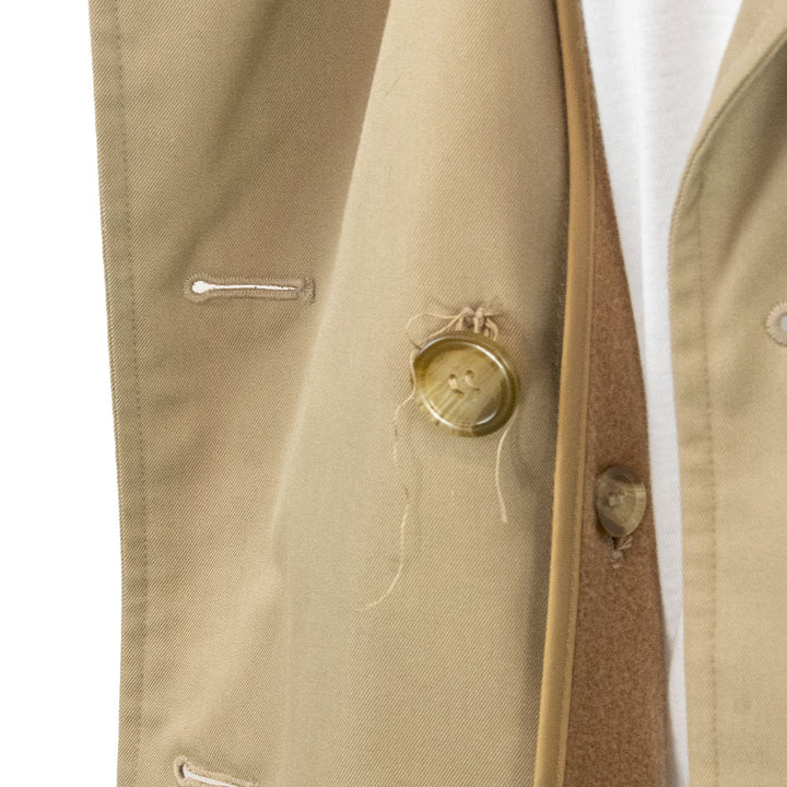 Burberry London Beige Double-Breasted Fleece-Lined Trench Coat