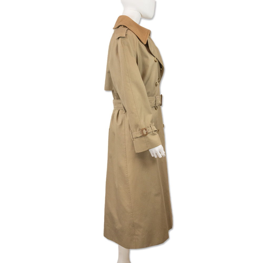 Burberry London Beige Double-Breasted Fleece-Lined Trench Coat