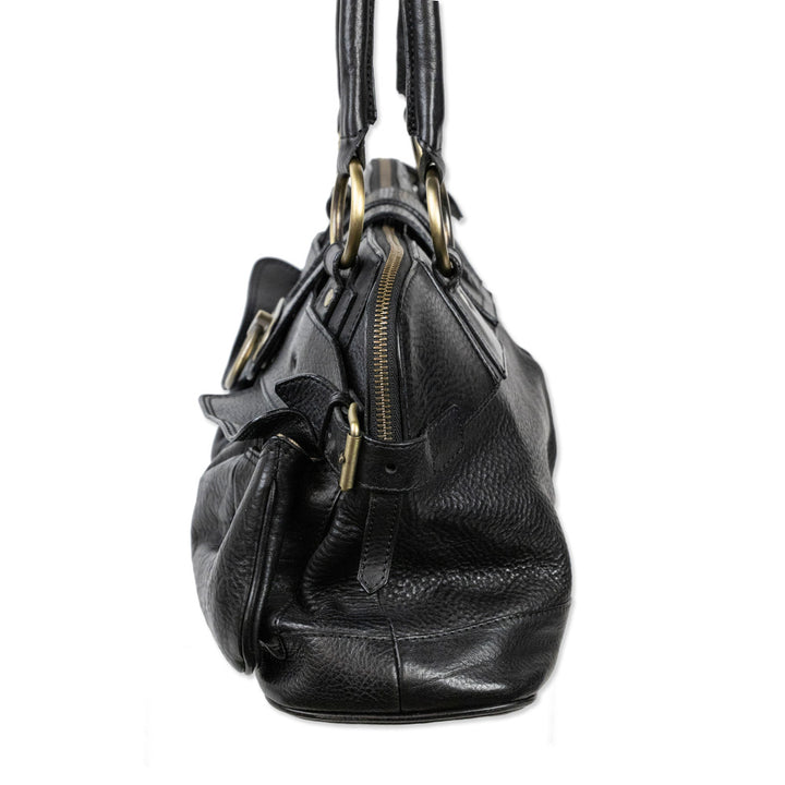 Burberry London Black Leather Pocket Shoulder Bag