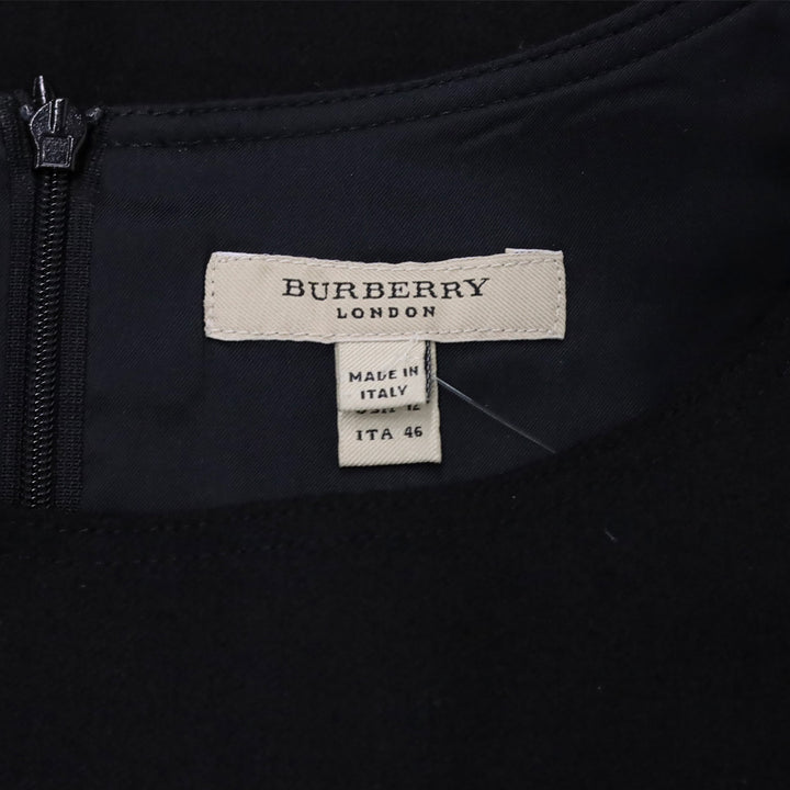 Burberry London Black Long Flare Sleeve Pleated Midi Dress