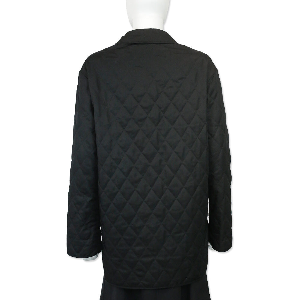 Burberry London Black Quilted Button Up Coat