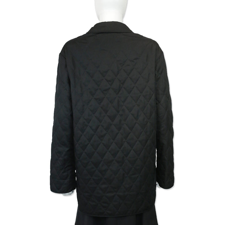 Burberry London Black Quilted Button Up Coat