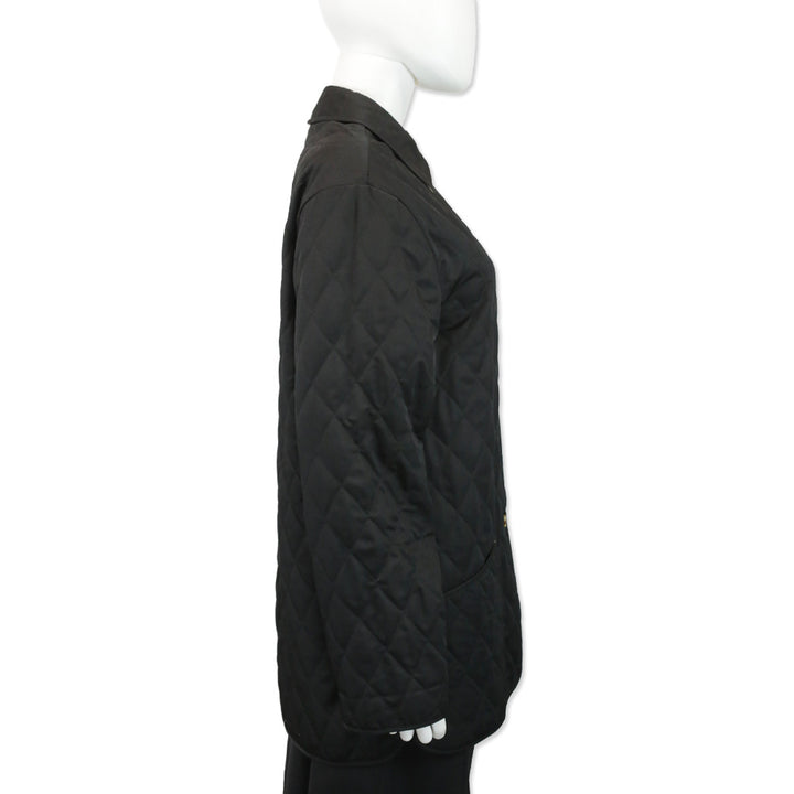 Burberry London Black Quilted Button Up Coat
