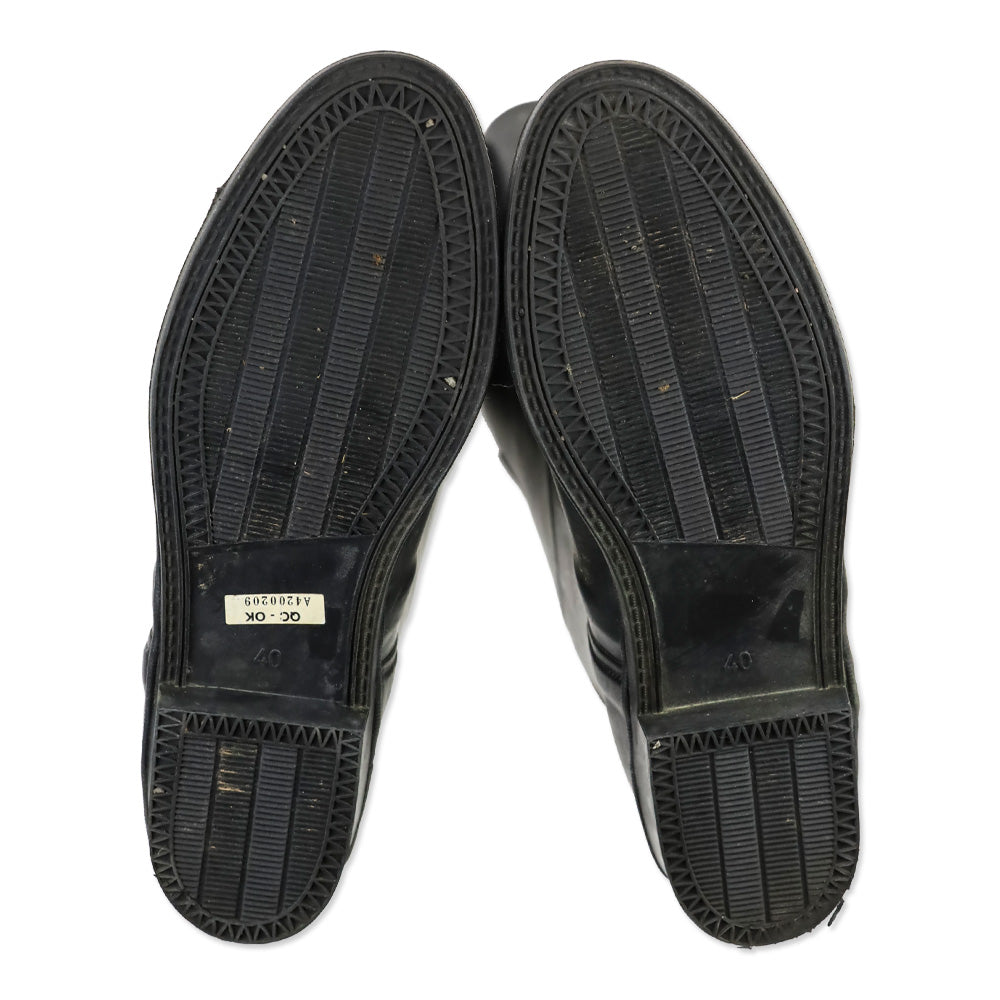 Burberry London Black Rubber Zipper Knee-High Rainboots